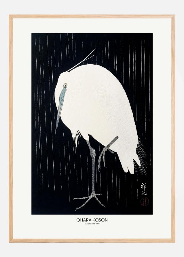 Egret In The Rain Poster