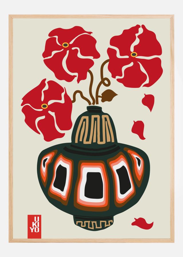 Ukiyo Vase Flower Greige Poster