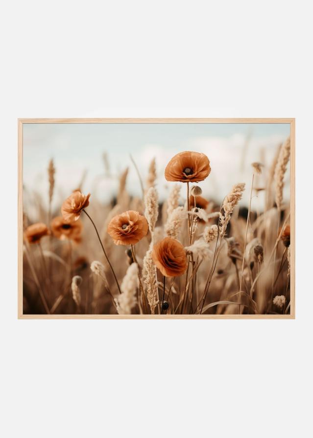 Orange Poppy Field Poster