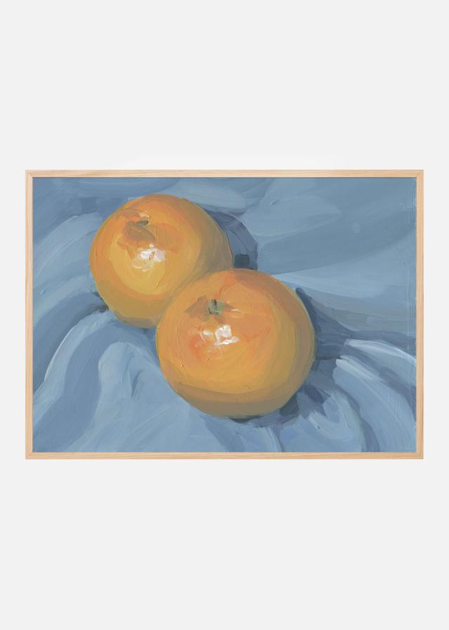 Oranges on Blue Poster