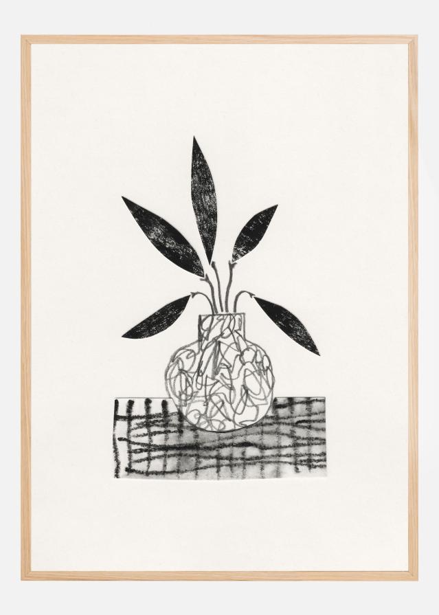 Still Life With a Vase and Five Leaves Poster