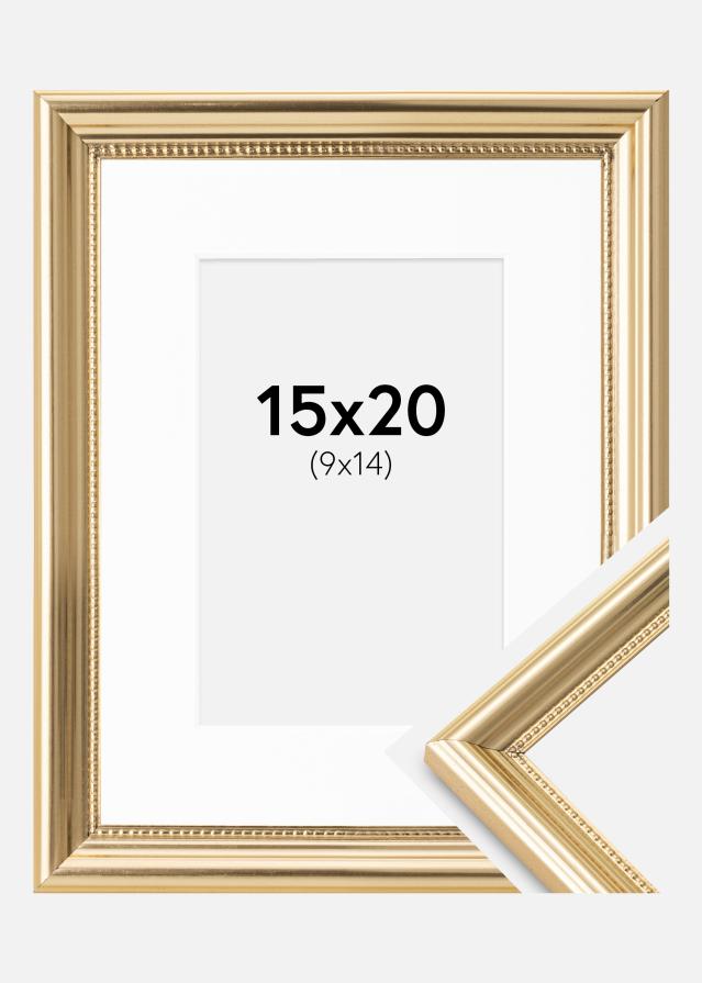 Rahmen Gala Gold 15x20 cm - Passepartout Weiß 10x15 cm