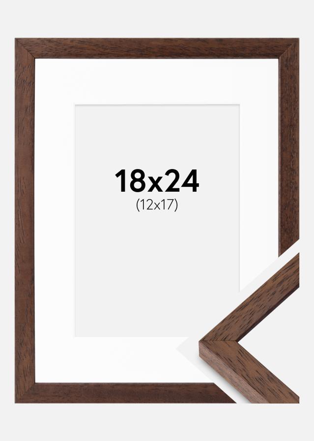 Rahmen Ares Teak 18x24 cm - Passepartout Weiß 13x18 cm