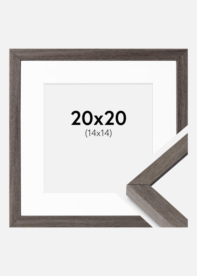 Rahmen Ares grau Eiche 20x20 cm - Passepartout Weiß 15x15 cm
