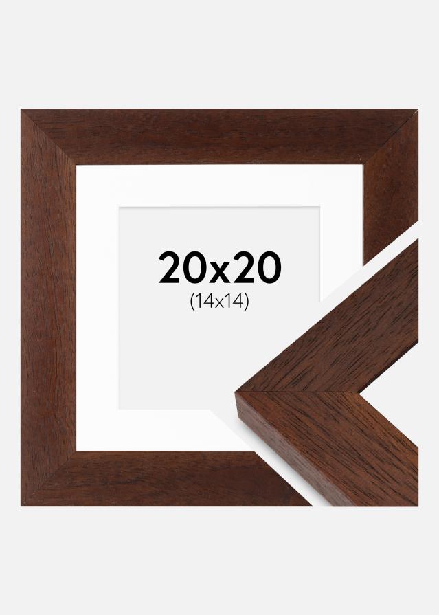 Rahmen Juno Teak 20x20 cm - Passepartout Weiß 15x15 cm