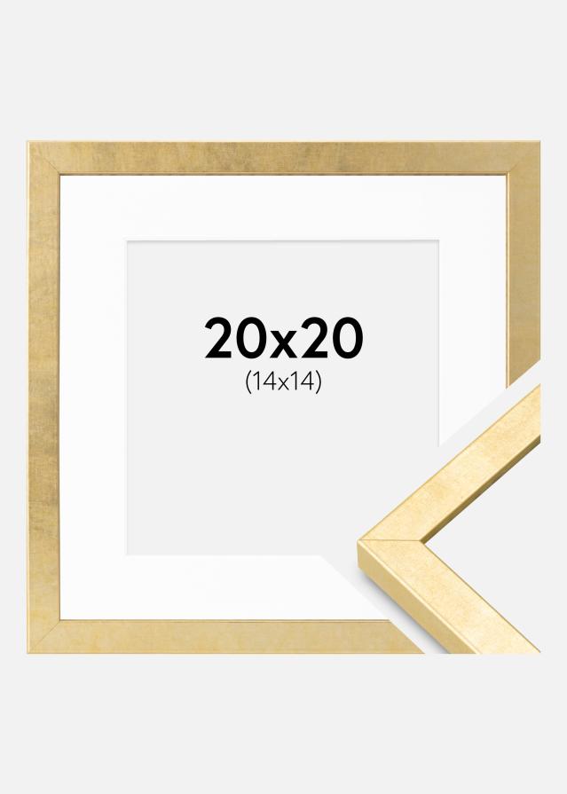 Rahmen Ares Gold 20x20 cm - Passepartout Weiß 15x15 cm