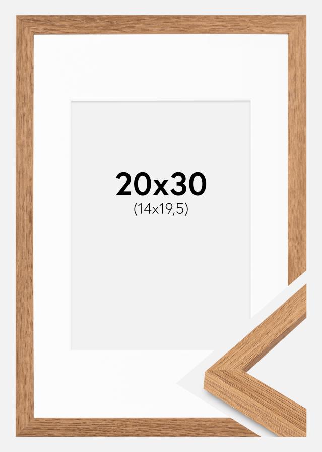 Rahmen Modern Teak 20x30 cm - Passepartout Weiß 15x21 cm