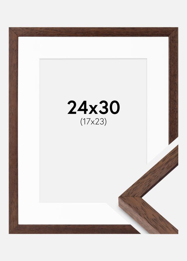 Rahmen Ares Teak 24x30 cm - Passepartout Weiß 18x24 cm