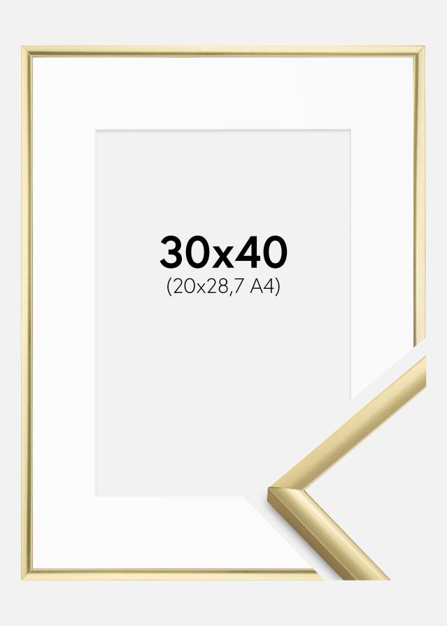 Rahmen New Lifestyle Gold 30x40 cm - Passepartout Weiß 21x29,7 cm (A4)