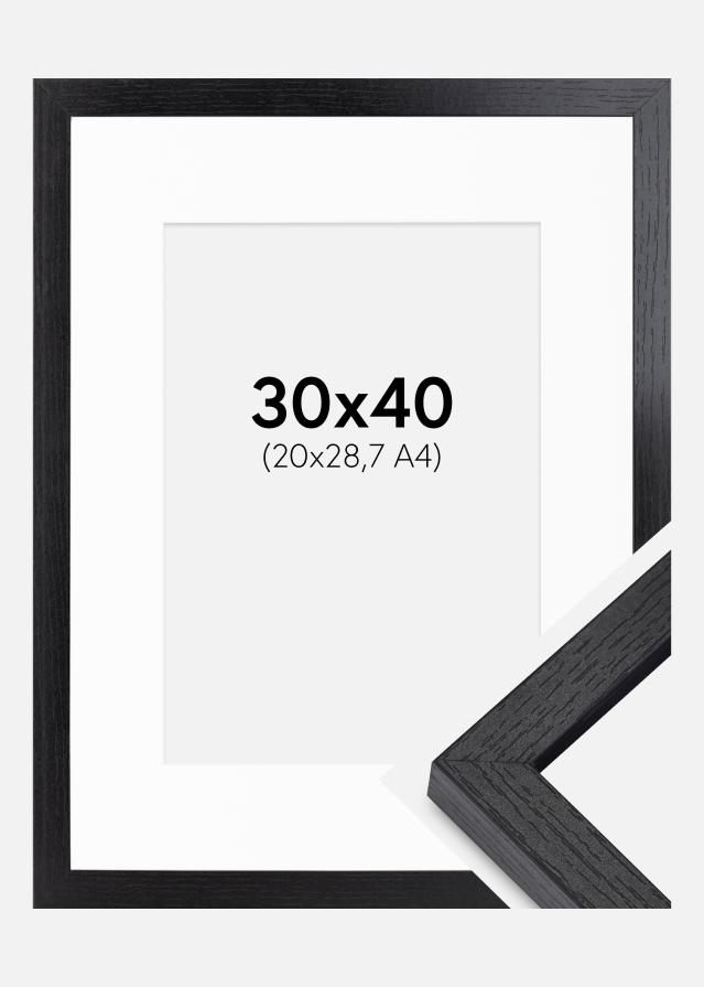 BGA Kastenrahmen Schwarz 30x40 cm - Passepartout Weiß 21x29,7 cm