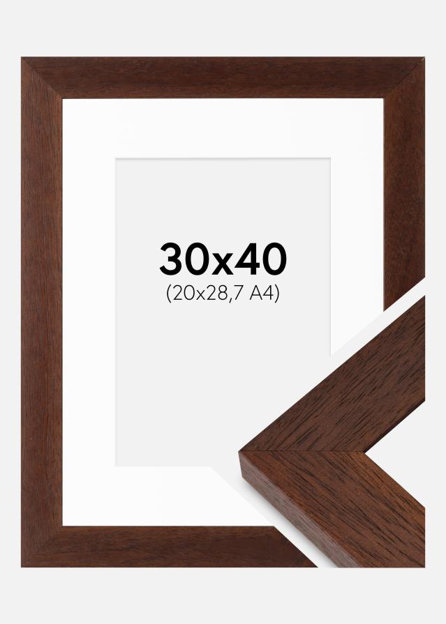 Rahmen Juno Teak 30x40 cm - Passepartout Weiß 21x29,7 cm