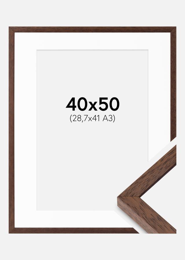 Rahmen Ares Teak 40x50 cm - Passepartout Weiß 29,7x42 cm