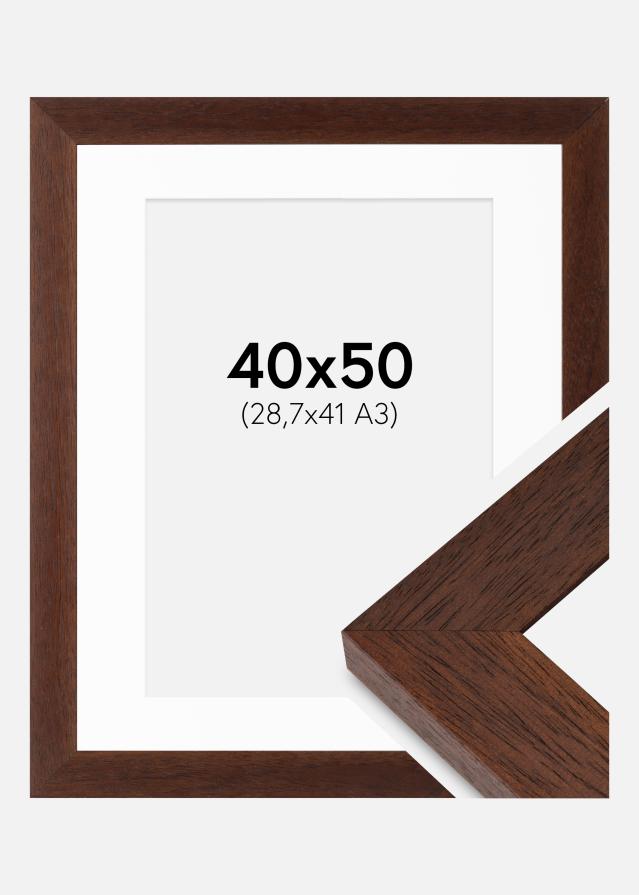 Rahmen Juno Teak 40x50 cm - Passepartout Weiß 29,7x42 cm