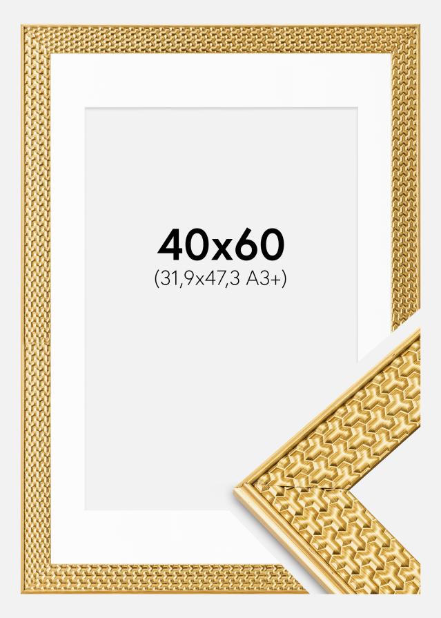 Rahmen Grace Gold 40x60 cm - Passepartout Weiß 32,9x48,3 cm (A3+)
