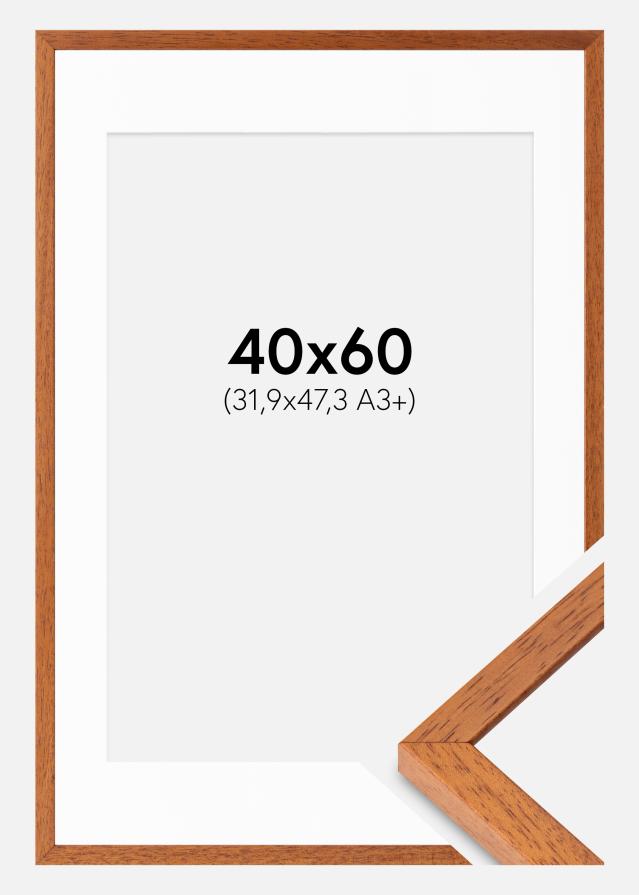 Rahmen Ares Kirsche 40x60 cm - Passepartout Weiß 32,9x48,3 cm