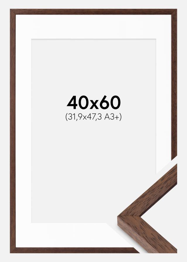 Rahmen Ares Teak 40x60 cm - Passepartout Weiß 32,9x48,3 cm