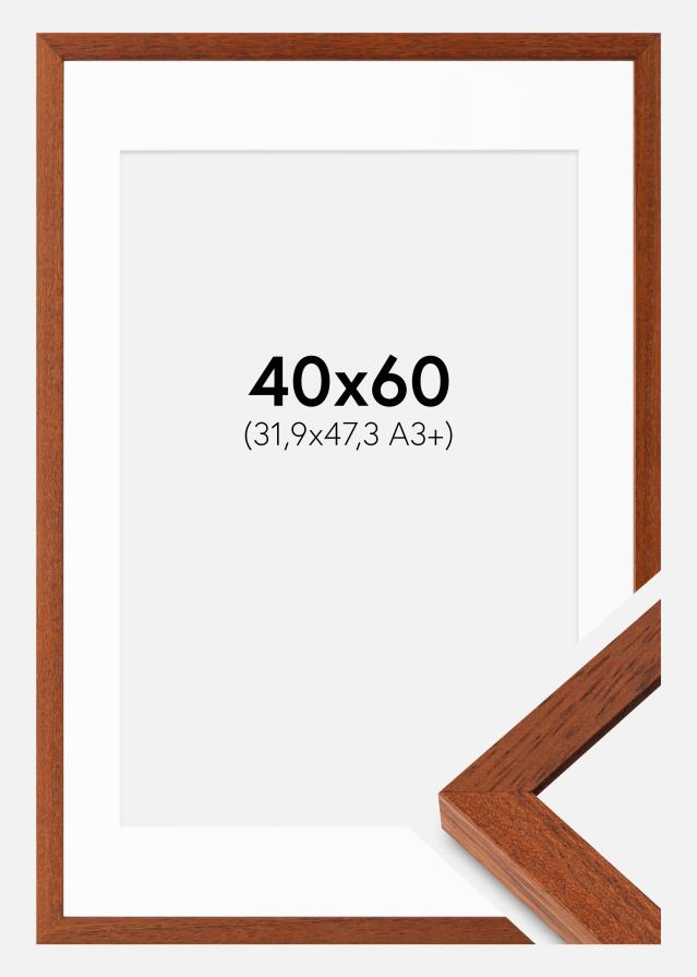 Rahmen Hermes Kirsche 40x60 cm - Passepartout Weiß 32,9x48,3 cm