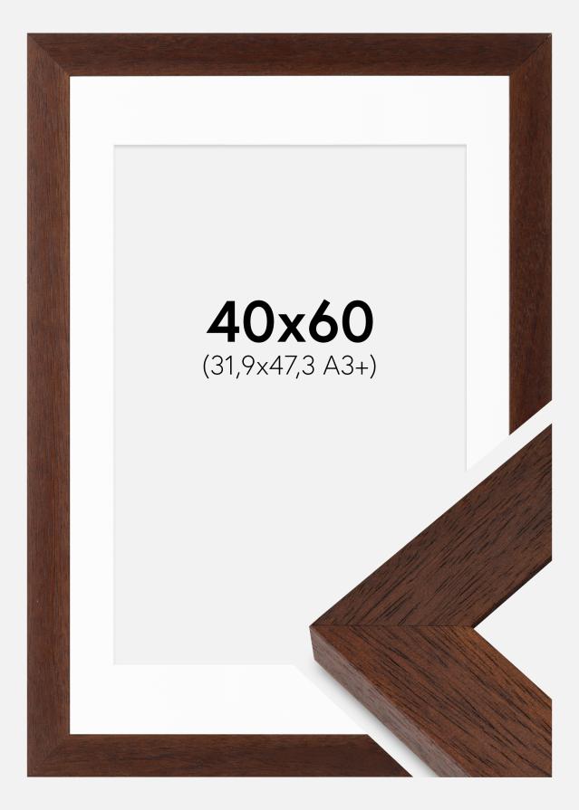 Rahmen Juno Teak 40x60 cm - Passepartout Weiß 32,9x48,3 cm