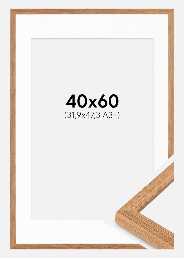 Rahmen Modern Teak 40x60 cm - Passepartout Weiß 32,9x48,3 cm
