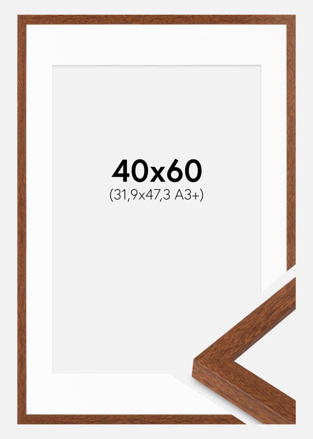 Rahmen Modern Warm Braun 40x60 cm - Passepartout Weiß 32,9x48,3 cm