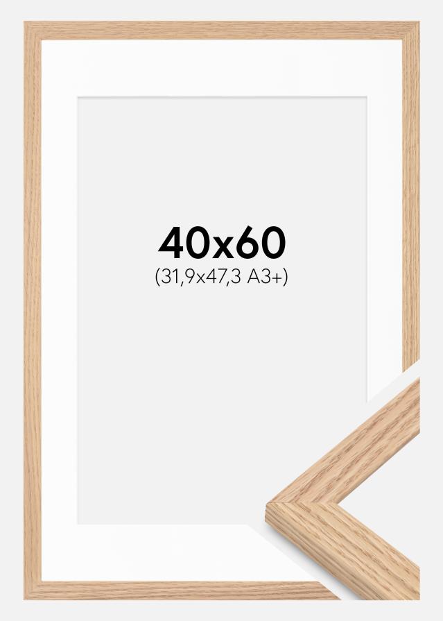 Rahmen Tidlös Massiv Eiche 40x60 cm - Passepartout Weiß 32,9x48,3 cm