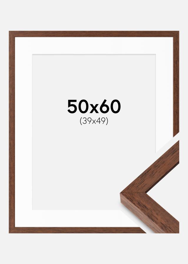 Rahmen Hermes Teak 50x60 cm - Passepartout Weiß 40x50 cm