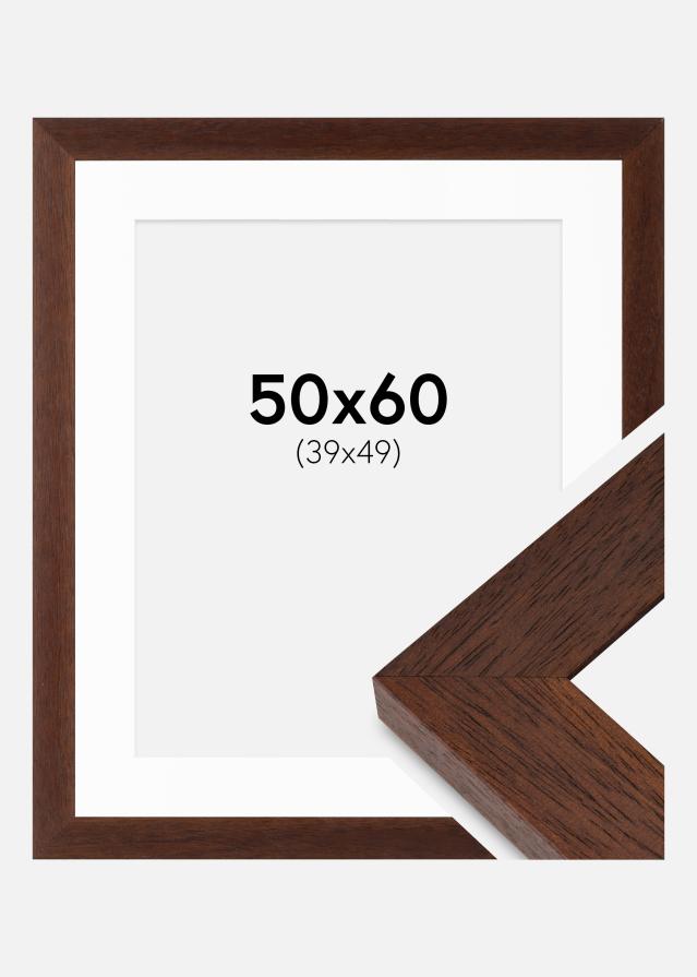 Rahmen Juno Teak 50x60 cm - Passepartout Weiß 40x50 cm