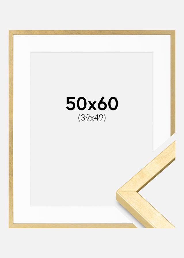 Rahmen Ares Gold 50x60 cm - Passepartout Weiß 40x50 cm