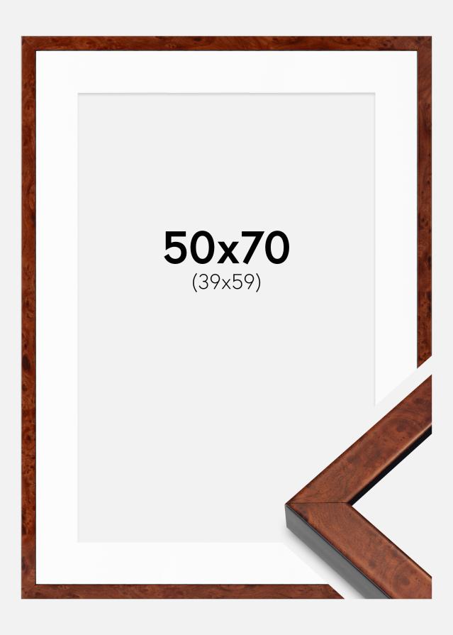 Rahmen Hermes Walnuss 50x70 cm - Passepartout Weiß 40x60 cm