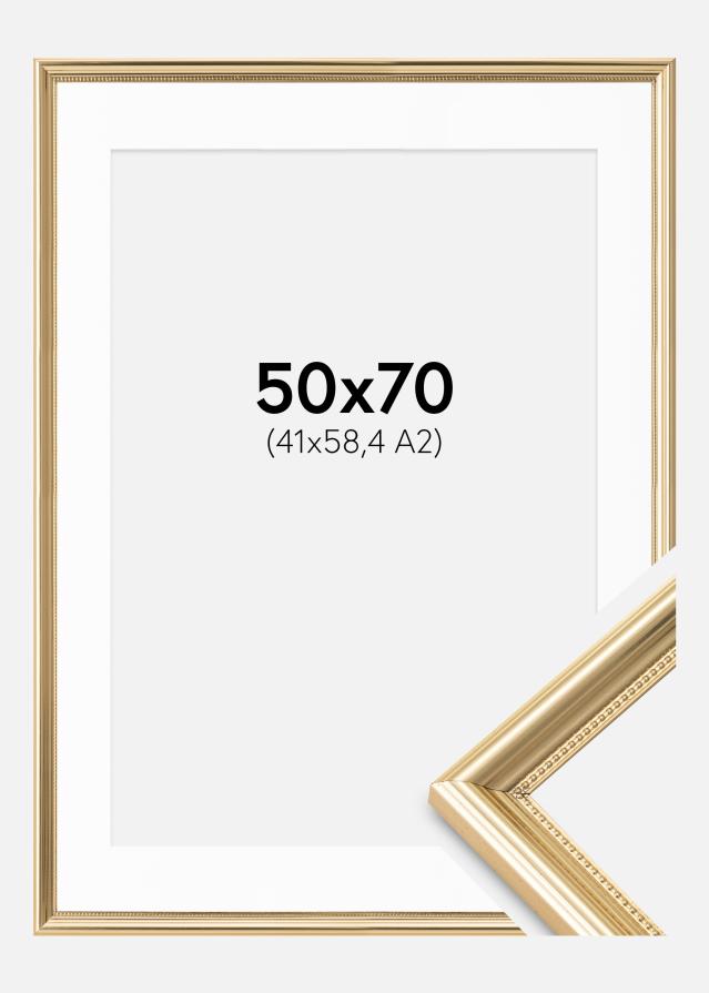 Rahmen Gala Gold 50x70 cm - Passepartout Weiß 42x59,4 cm (A2)