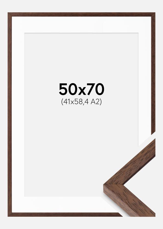 Rahmen Ares Teak 50x70 cm - Passepartout Weiß 42x59,4 cm