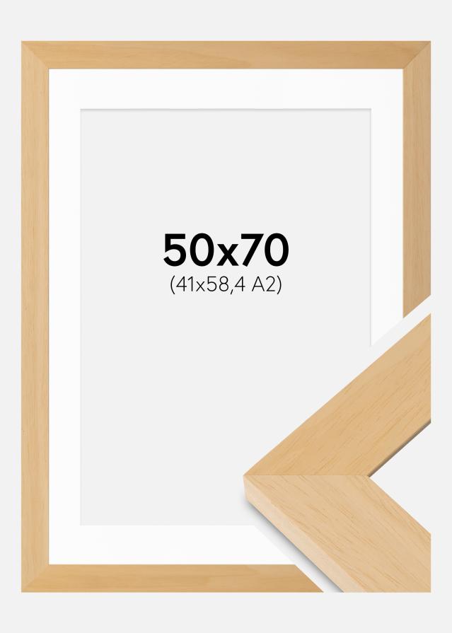 Rahmen Juno Holz 50x70 cm - Passepartout Weiß 42x59,4 cm