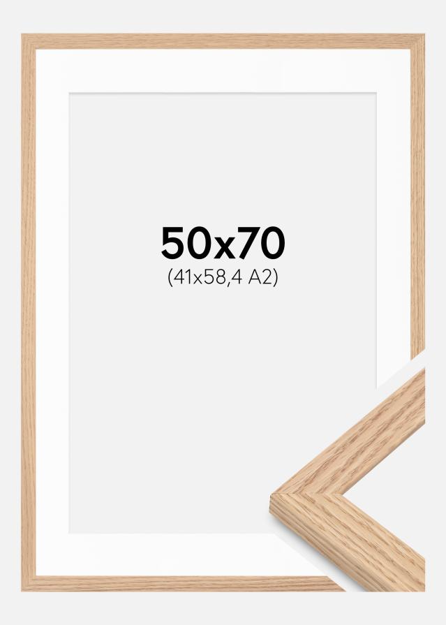 Rahmen Tidlös Massiv Eiche 50x70 cm - Passepartout Weiß 42x59,4 cm