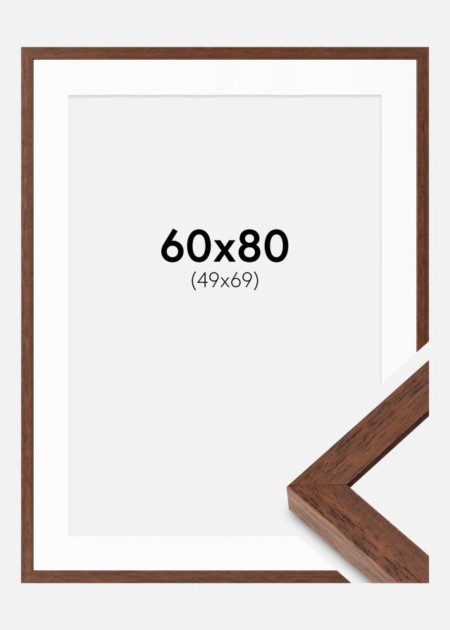 Rahmen Hermes Teak 60x80 cm - Passepartout Weiß 50x70 cm