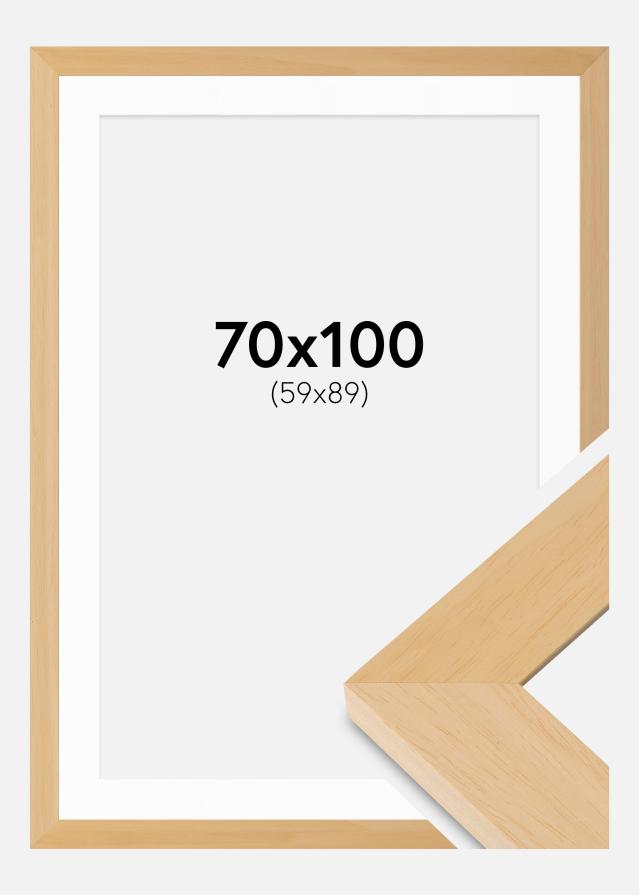 Rahmen Juno Holz 70x100 cm - Passepartout Weiß 60x90 cm