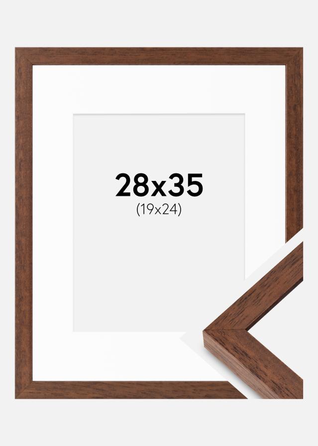 Rahmen Hermes Teak 28x35 cm - Passepartout Weiß 20x25 cm