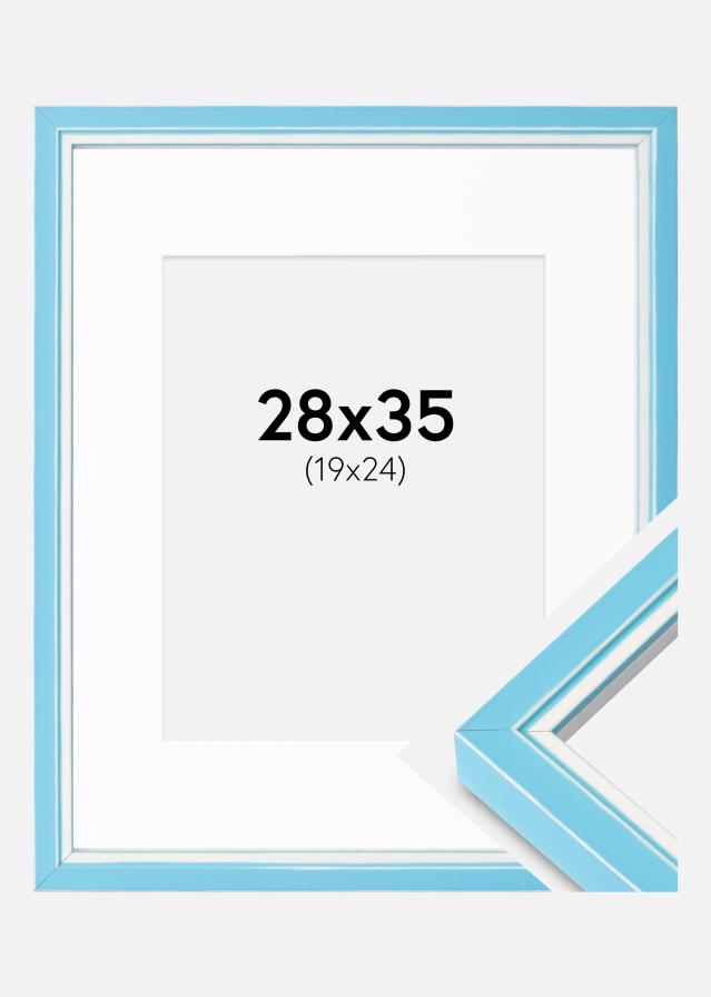 Rahmen Diana Hellblau 28x35 cm - Passepartout Weiß 20x25 cm