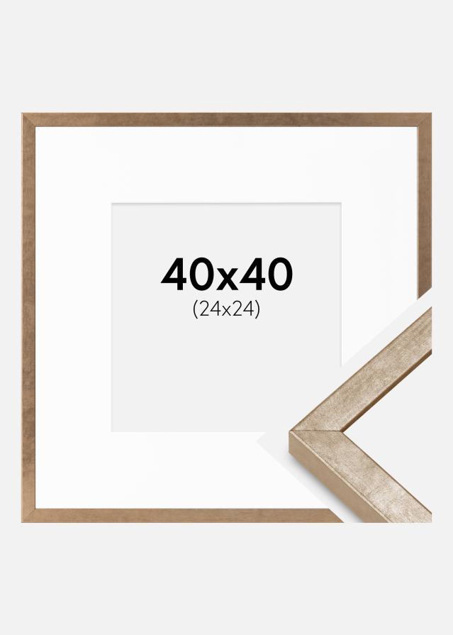 Rahmen Ares Messing 40x40 cm - Passepartout Weiß 25x25 cm