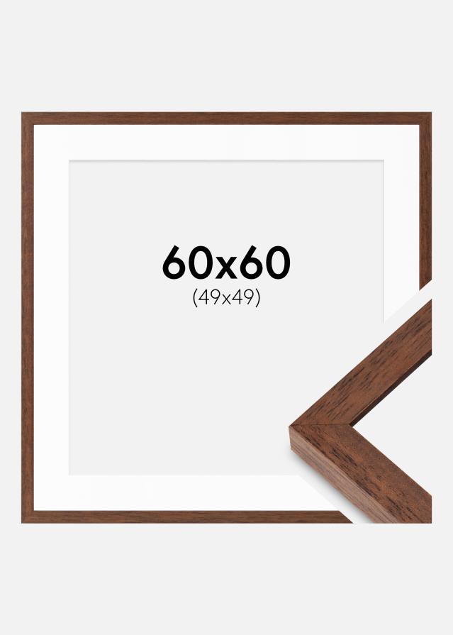Rahmen Hermes Teak 60x60 cm - Passepartout Weiß 50x50 cm