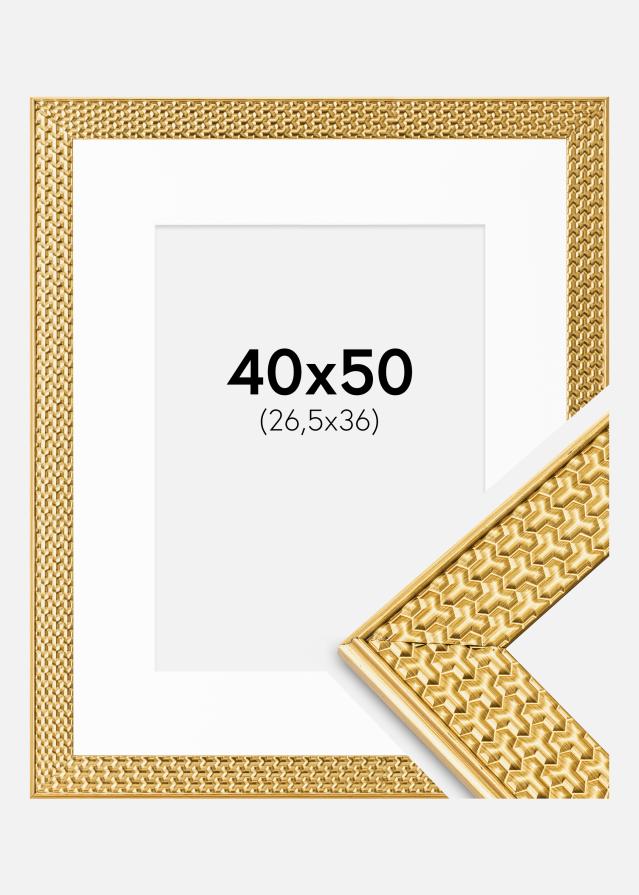 Rahmen Grace Gold 40x50 cm - Passepartout Weiß 27,5x37 cm