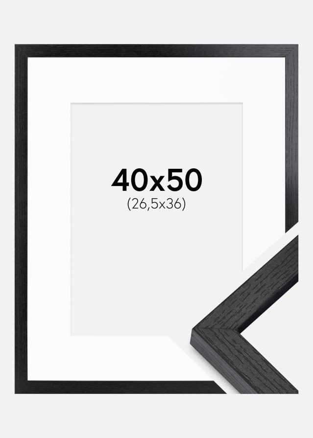 BGA Kastenrahmen Schwarz 40x50 cm - Passepartout Weiß 27,5x37 cm