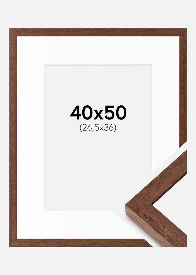 Rahmen Hermes Teak 40x50 cm - Passepartout Weiß 27,5x37 cm
