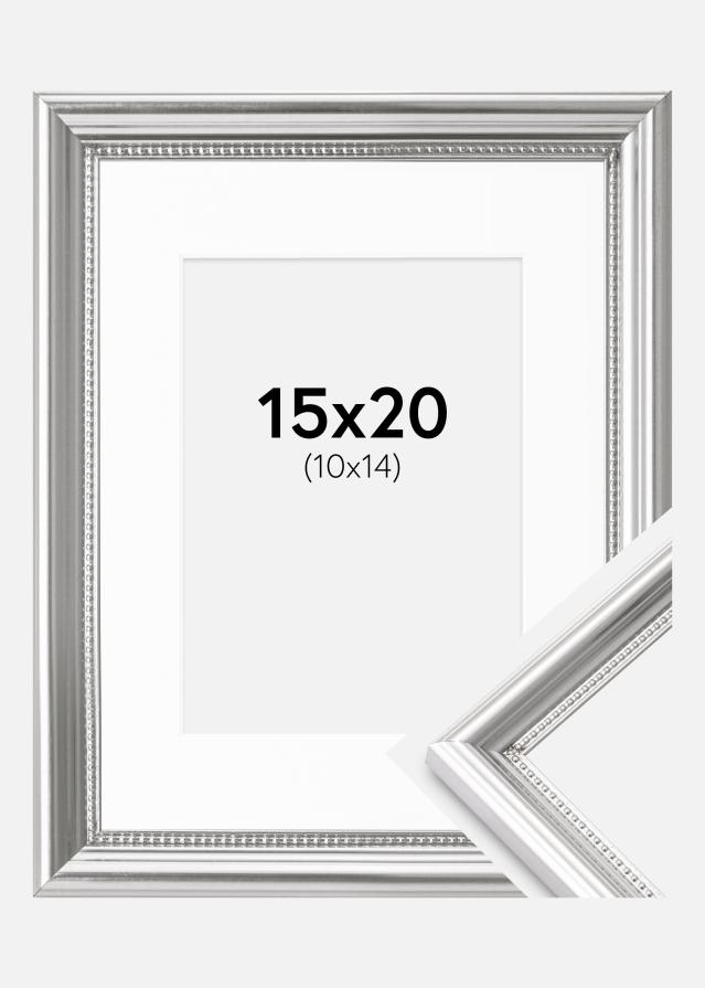 Rahmen Gala Silber 15x20 cm - Passepartout Weiß 11x15 cm