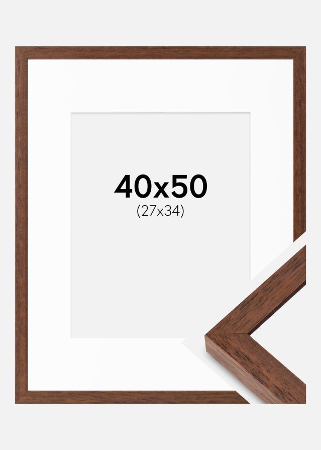 Rahmen Hermes Teak 40x50 cm - Passepartout Weiß 28x35 cm