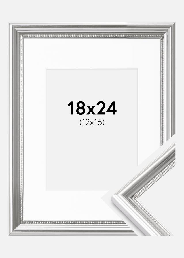 Rahmen Gala Silber 18x24 cm - Passepartout Weiß 13x17 cm