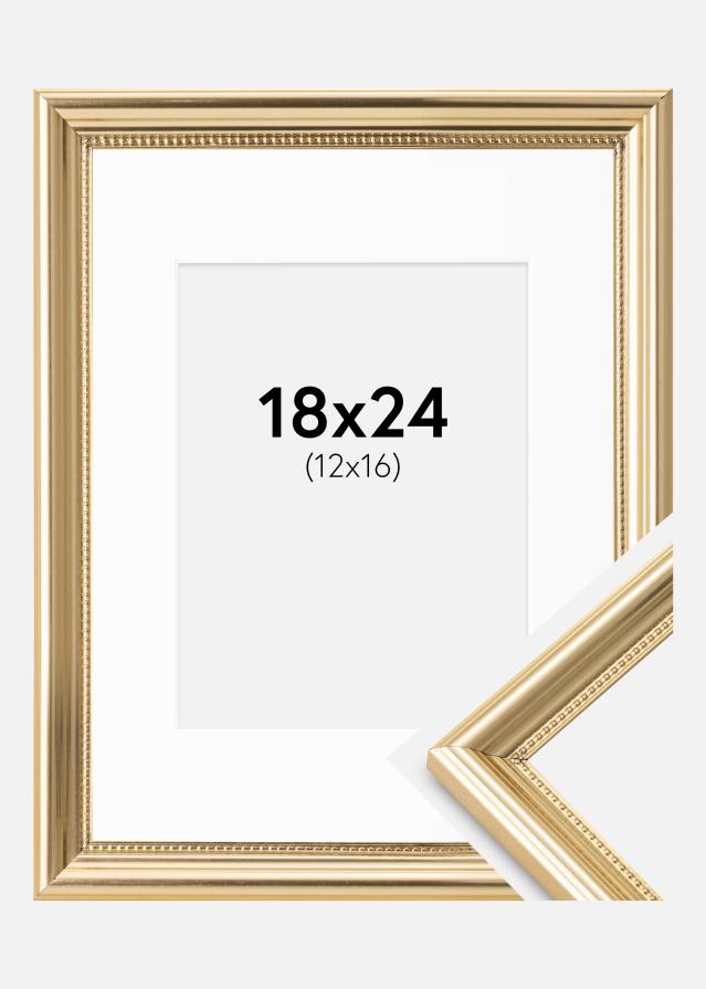 Rahmen Gala Gold 18x24 cm - Passepartout Weiß 13x17 cm