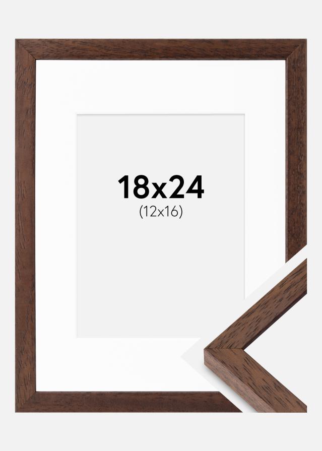 Rahmen Ares Teak 18x24 cm - Passepartout Weiß 13x17 cm