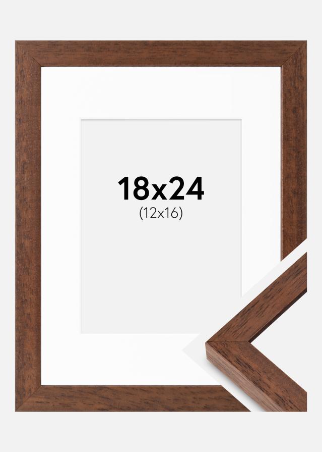 Rahmen Hermes Teak 18x24 cm - Passepartout Weiß 13x17 cm