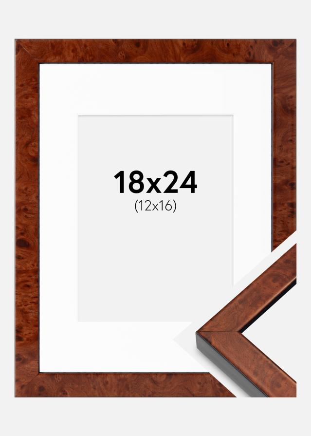Rahmen Hermes Walnuss 18x24 cm - Passepartout Weiß 13x17 cm
