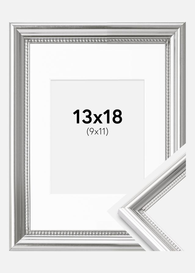 Rahmen Gala Silber 13x18 cm - Passepartout Weiß 10x12 cm